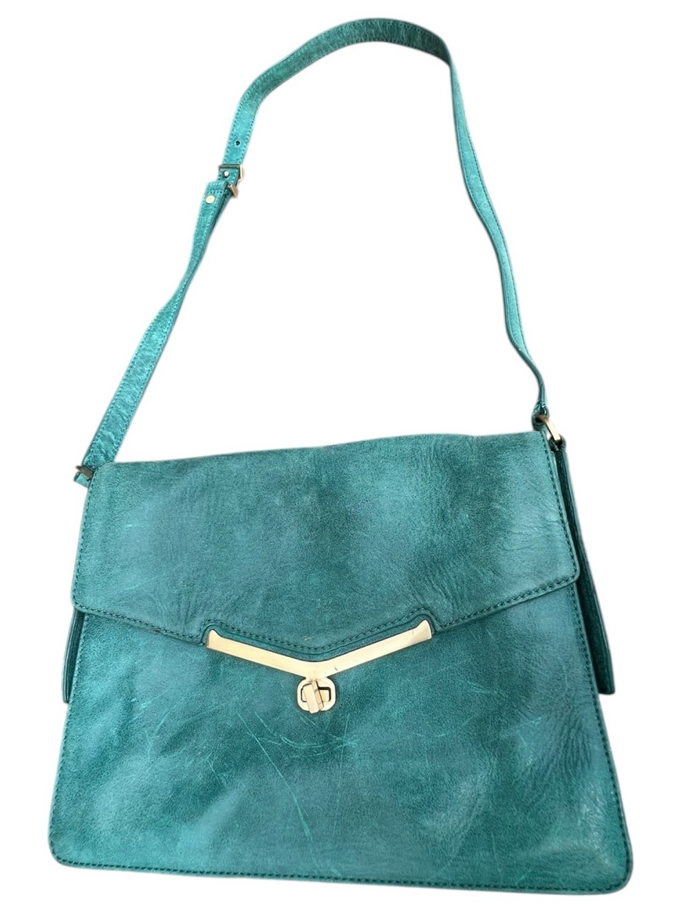 Botkier Valentina green leather fold over shoulder or crossbody bag